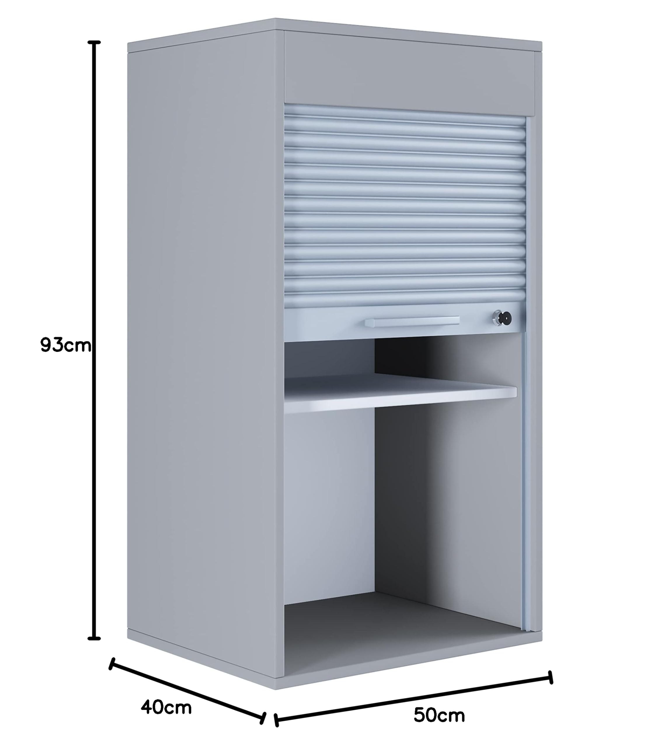 VCM Büroschrank | Aktenschrank mit Rollladen| Maße ca. H. 93 x B. 50 x T. 40 cm – Aktos L