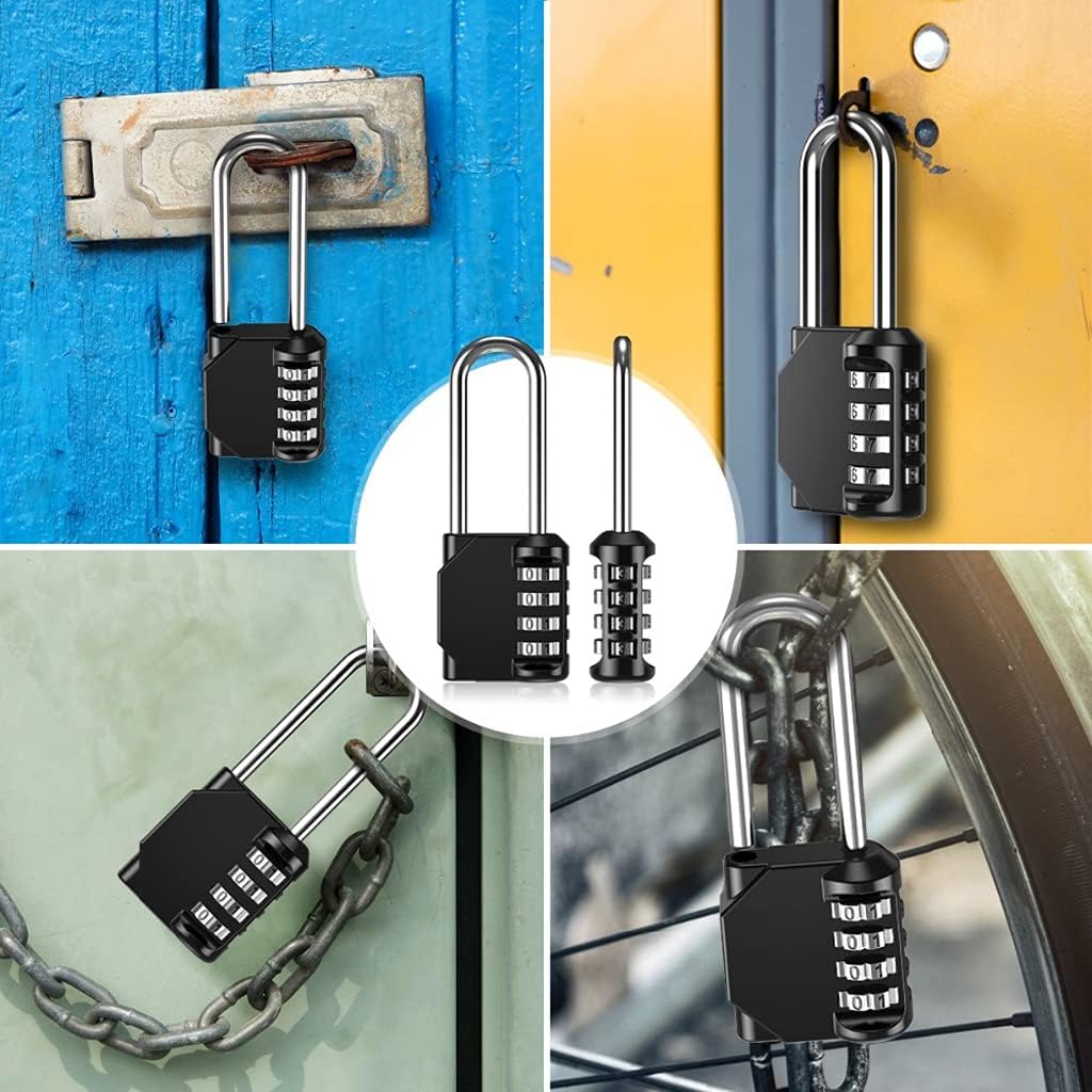 2pcs Dial Digit Padlock Security Alloy Combination Code Number Lock Padlock Lock for Drawer Cabinet Gym (Color : Black) (Black)