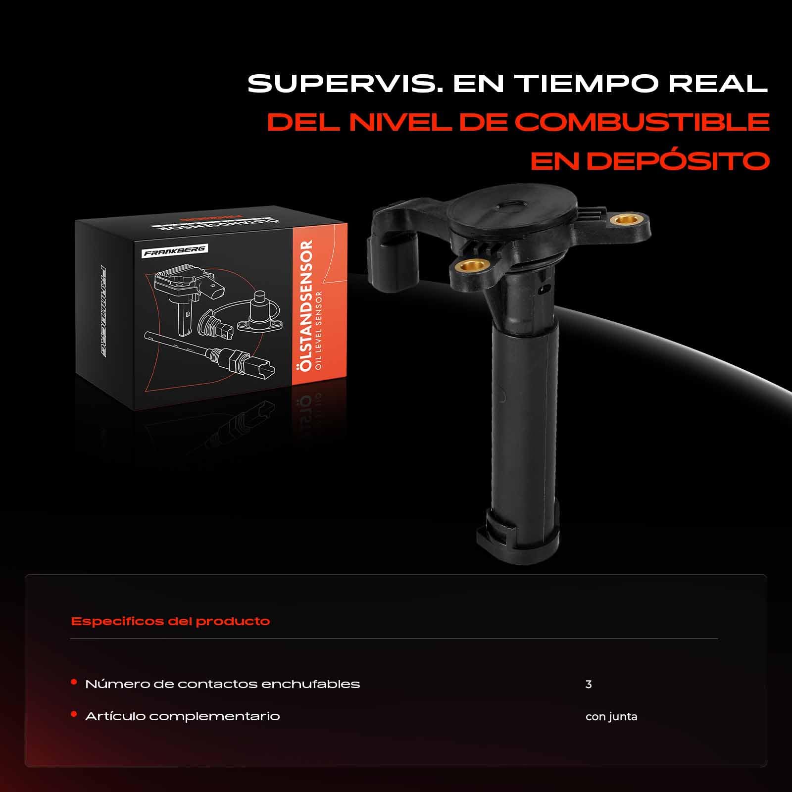Frankberg Sensor de nivel de aceite de 3 Polos y 12 V para gasolina/diésel | V30720219; Compatible con: Autobús Vito W639, Viano W639, Sprinter 4-T Caja B904, Sprinter 35-T Caja B906