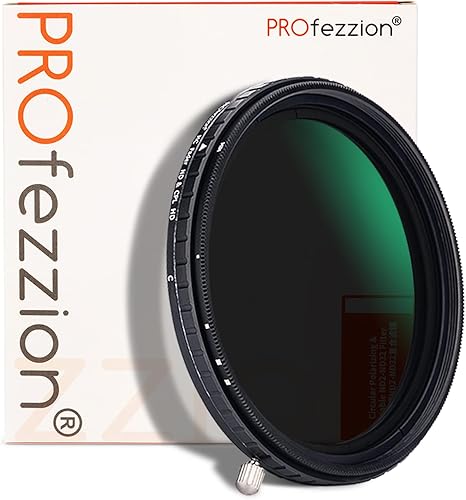 PROfezzion 2 en 1 Filtro ND de 2.638 in ND2-ND32 y filtro polarizador CPL, atenuador ajustable de densidad neutra variable con 5 paradas duras para