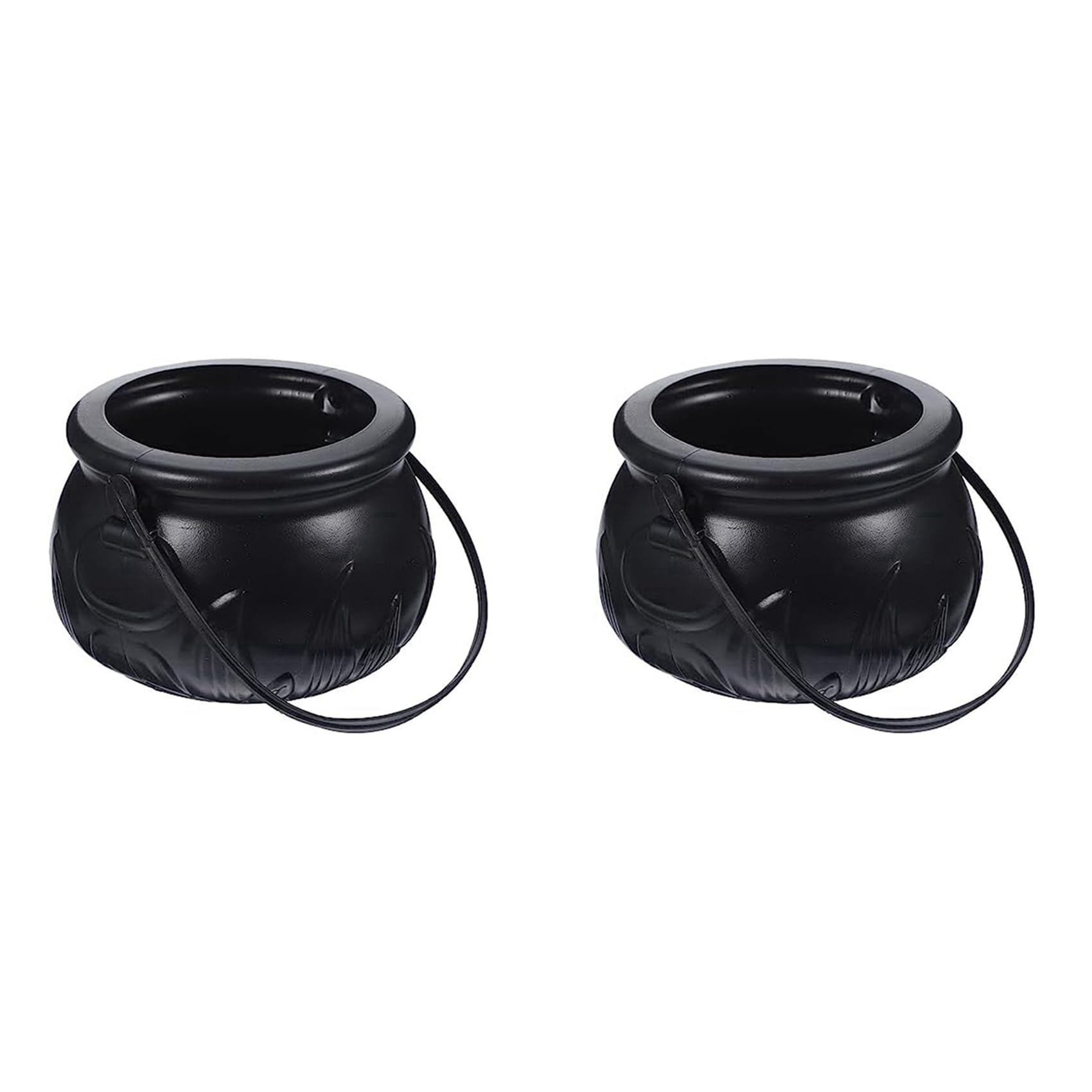 Hndhbfgrt 2X Black Cauldron Kettle Plastic Witch Kettle Patricks Cauldron Wizard Witch Cauldron Decoration Candy Kettle Bucket