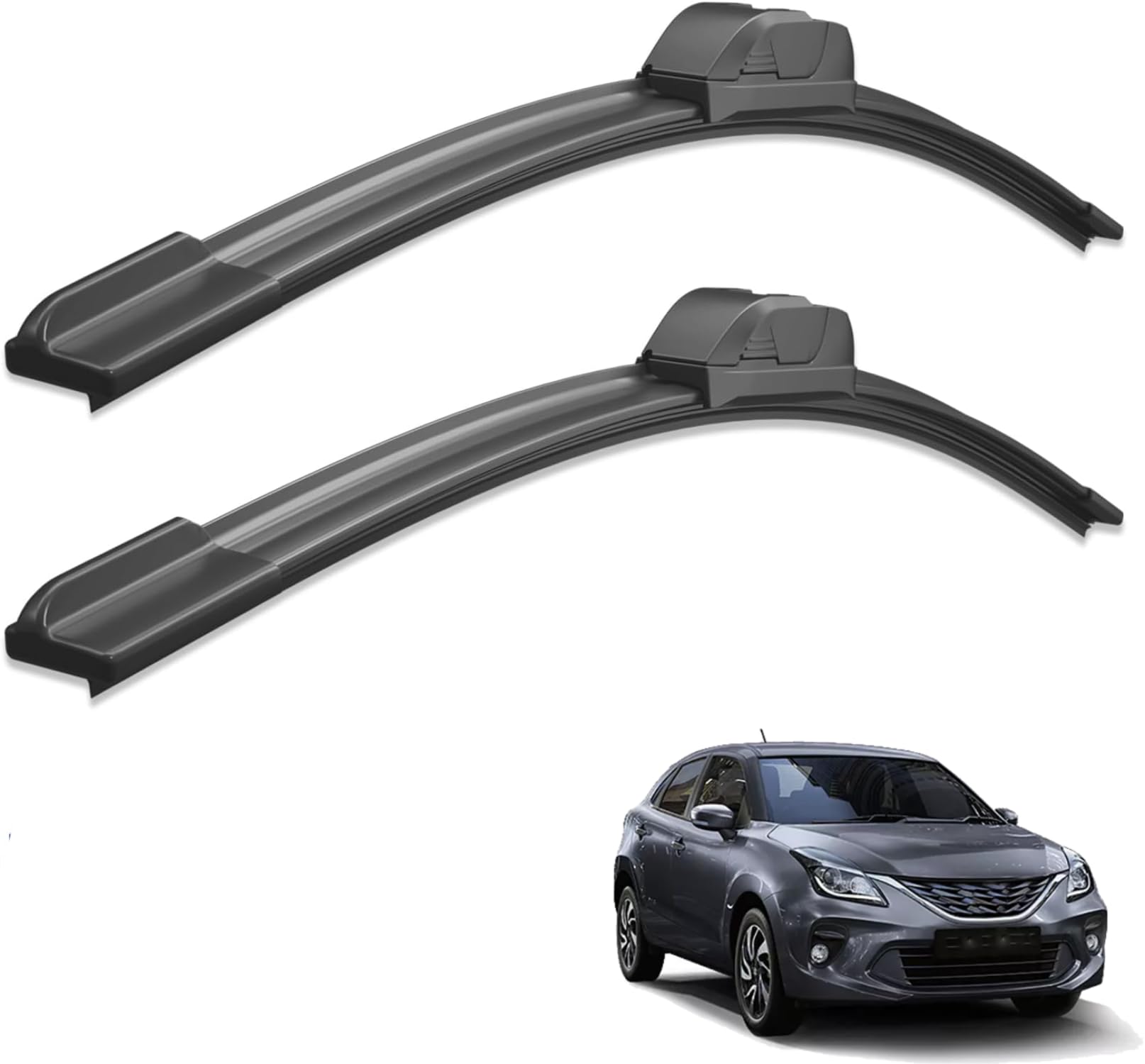 Classic Metal Frame Windshield Wipers – Scratch-Resistant, Water-Repellent Blades for Enhanced Durability and Clear Vision compatible with (Baleno, Soft Wiper Blade)