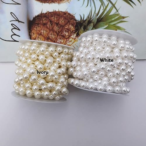 Miniatura 9 de INSPIRELLE Cuentas de perlas de imitación marfil de 0.315 in 32.8 ft Garland perla rollo filamento para decoración de fiesta de boda
