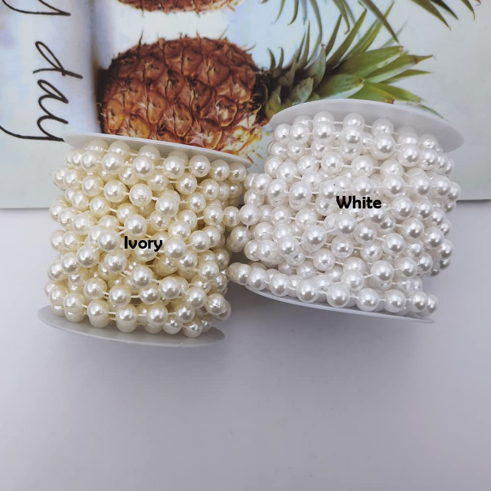 INSPIRELLE 10MM Elfenbein Faux Perle Perlen 6M Girlande Perle Rolle Strand für Hochzeit Partei Dekoration