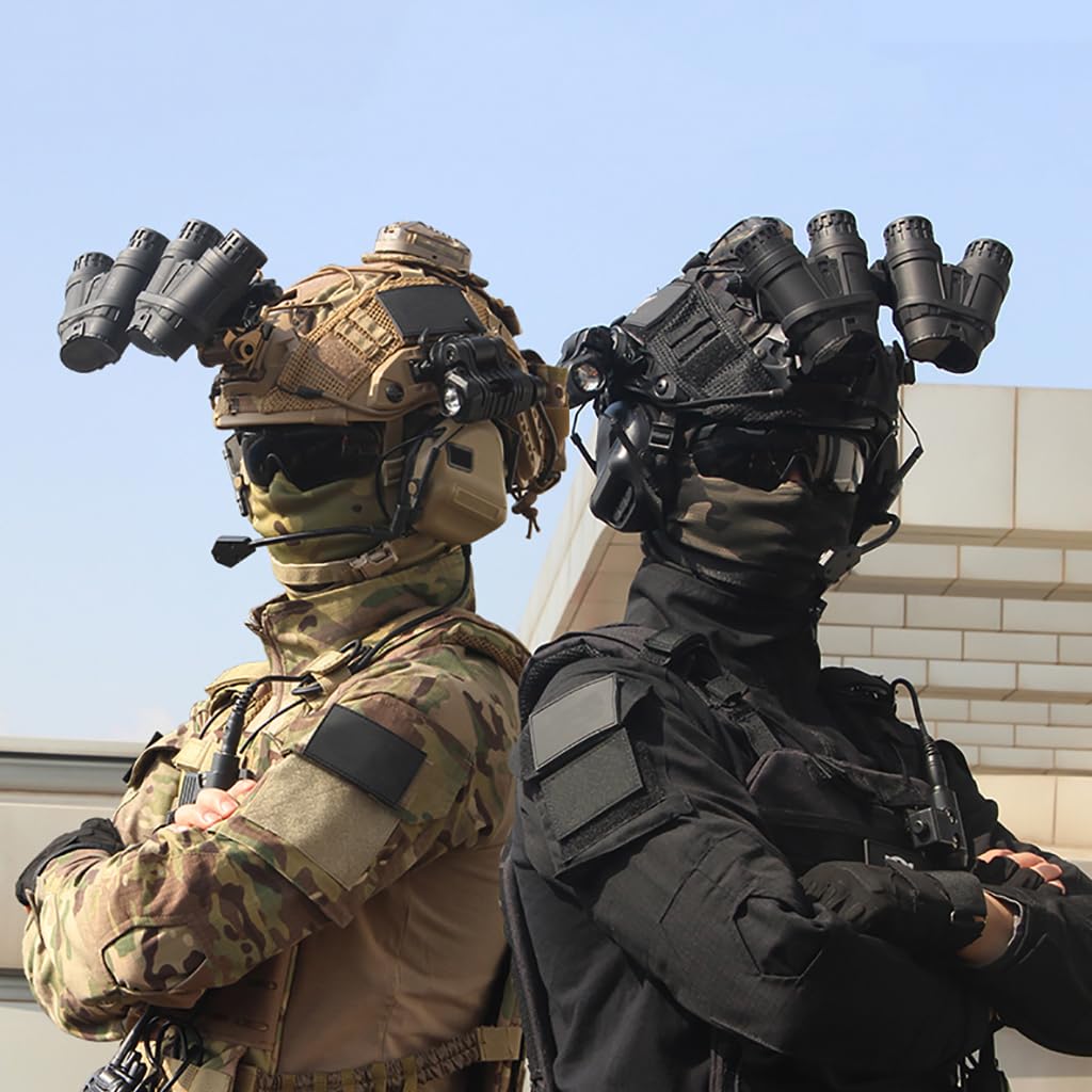 Airsoft Helm Set, Fast Helm Set mit Multicam Airsoft Helm Abdeckung & Militär Headset Adjustable Taktik Fast Protection Helm für Airsoft Paintball Outdoor Jagd B L