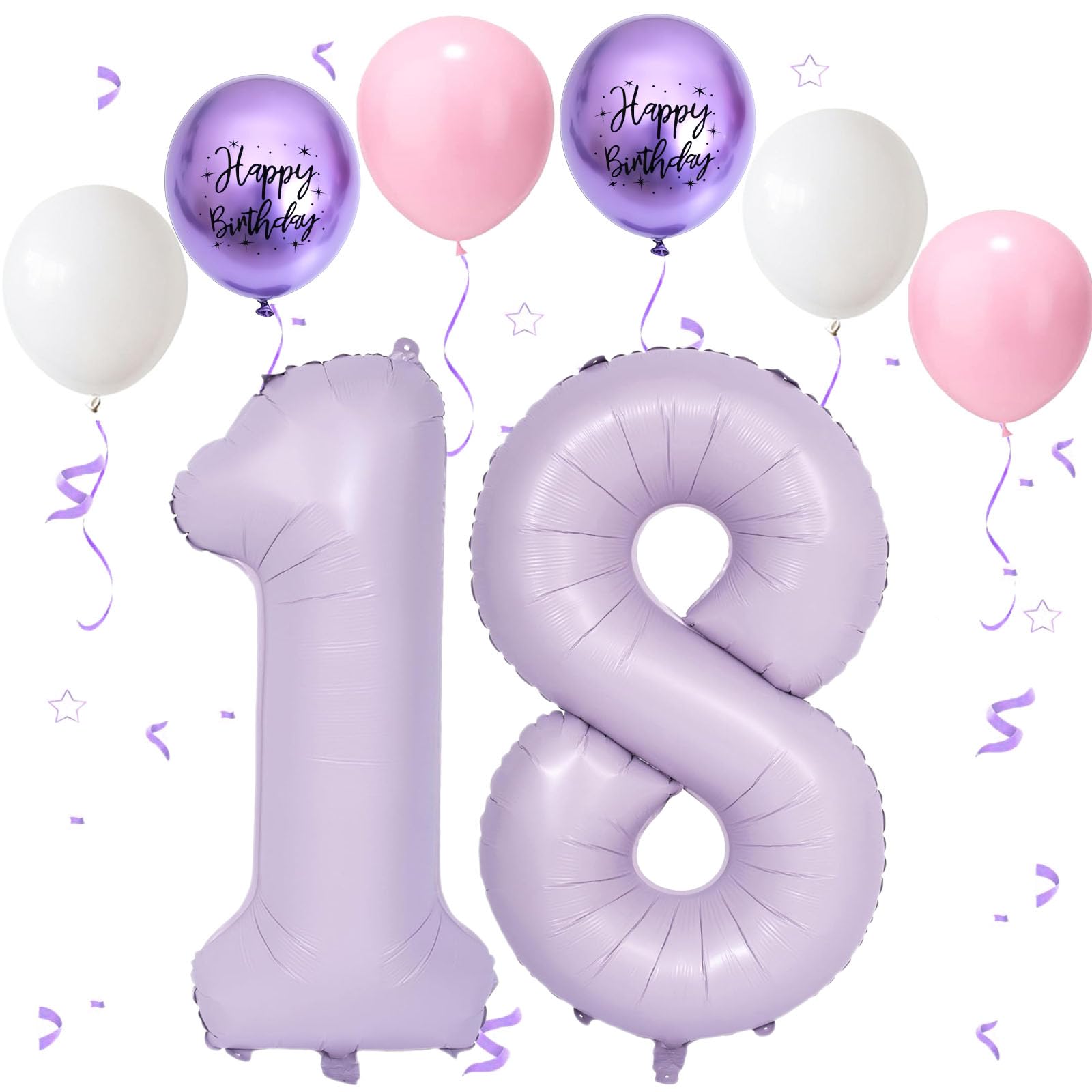 Purple Balloon 18, Foil Balloon Number 18 Cream Purple, 40 inches Helium Balloon 81, Birthday Decoration Foil Balloon Numbers 1 & 8, Balloon 18th Birthday Decor Set for Men Women Birthday Party