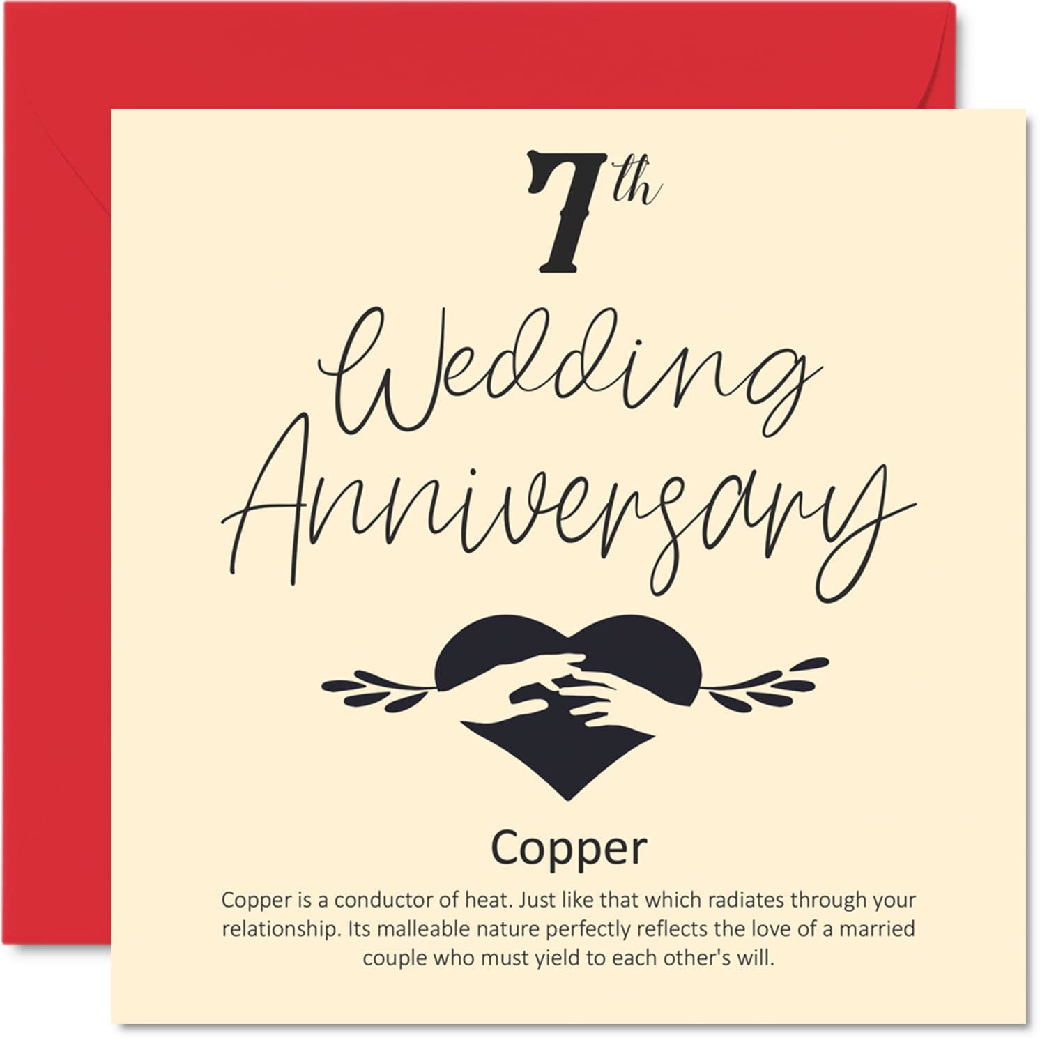 7th Anniversary Card for Husband Wife Boyfriend Girlfriend - 7th Wedding Anniversary - Copper Wedding Card for Women Men Her Him, 145mm Greeting Cards Fiance Fiancee