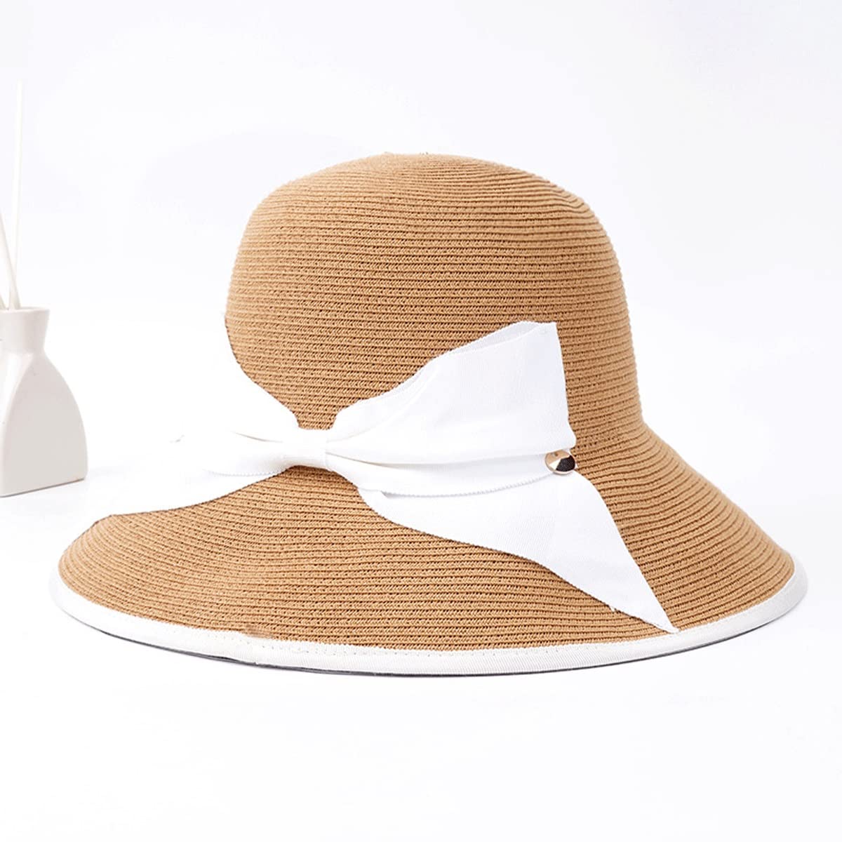 Summer Bow Womens Floppy Summer Sun Playa Sombrero de Paja Brim Brim Brim (Color : C, Size : One Size)