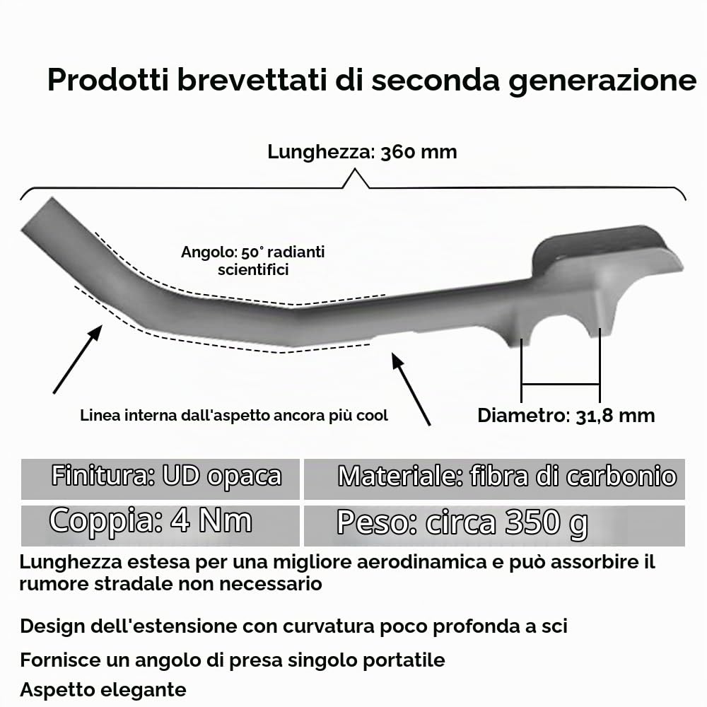 RXL SL manubrio bici corsa aero estensione manubrio bici extender manubrio bici appendici manubrio triathlon manubrio specialized aero manubrio aero carbonio tt manubrio 50 gradi | TT Aero Bars - Attacco manubrio per bici da corsa, angolo 50°, 360 mm