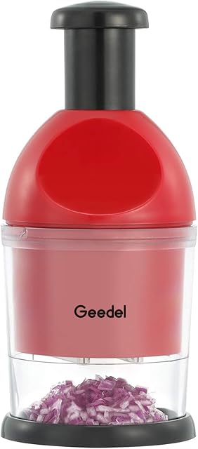 Geedel Food Chopper, Easy to Clean Manual Hand Chopper Dicer, Slap Press Chopper Mincer for Vegetables Onions Garlic Nuts Salads and More - Save Your Prep Time