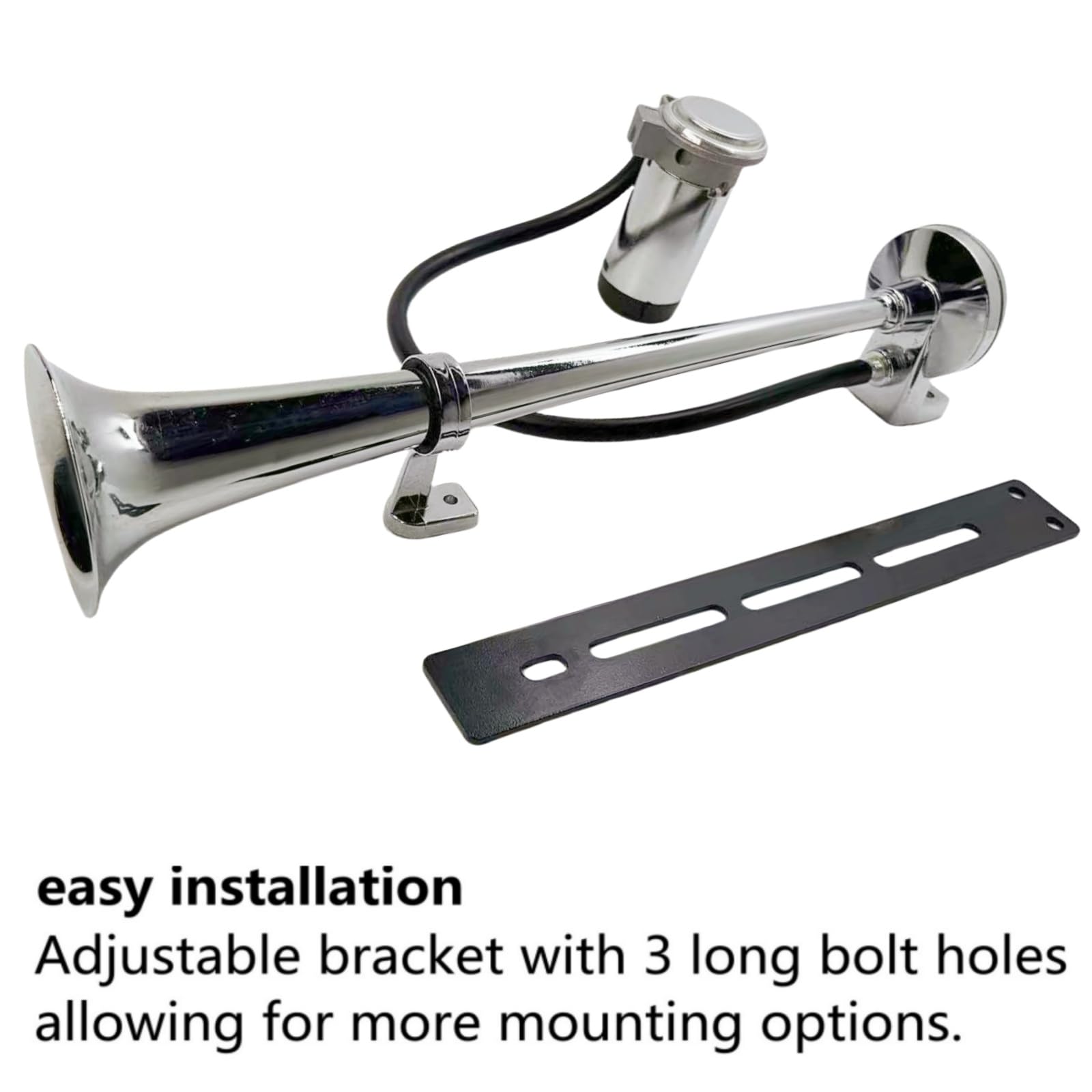 Clacson auto Clacson camion Clacson nave Air horn 150db corno d'aria argento Accessori regolabili per l'installazione Tromba d'aria in zinco cromato Car horn per 12V camion barca ect