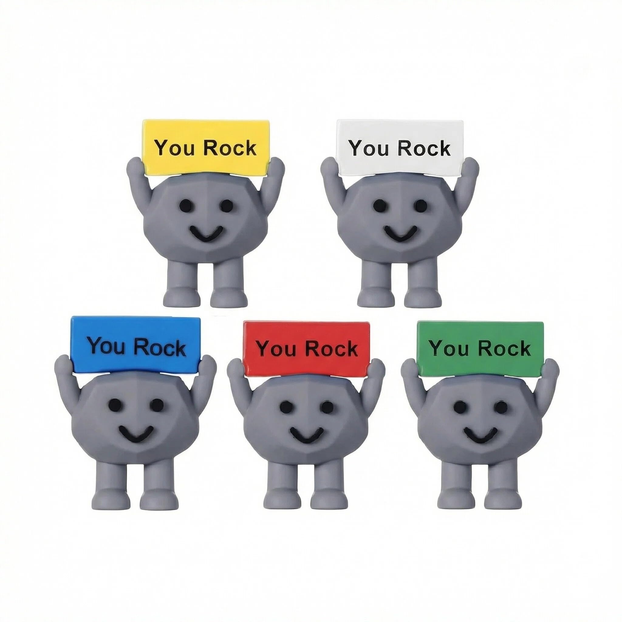 5 Pcs Mini Rubber Stone Toys, Positive Mini Rock Stones Figures to Hide You Rock Gifts, Encouragement Pocket Stones, Positive Inspirational Stone Decors Motivational Gift for Colleague Staff Teacher