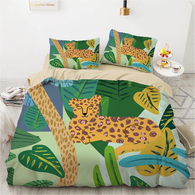 Funda nórdica verde leopardo: regalos para cumpleaños infantiles