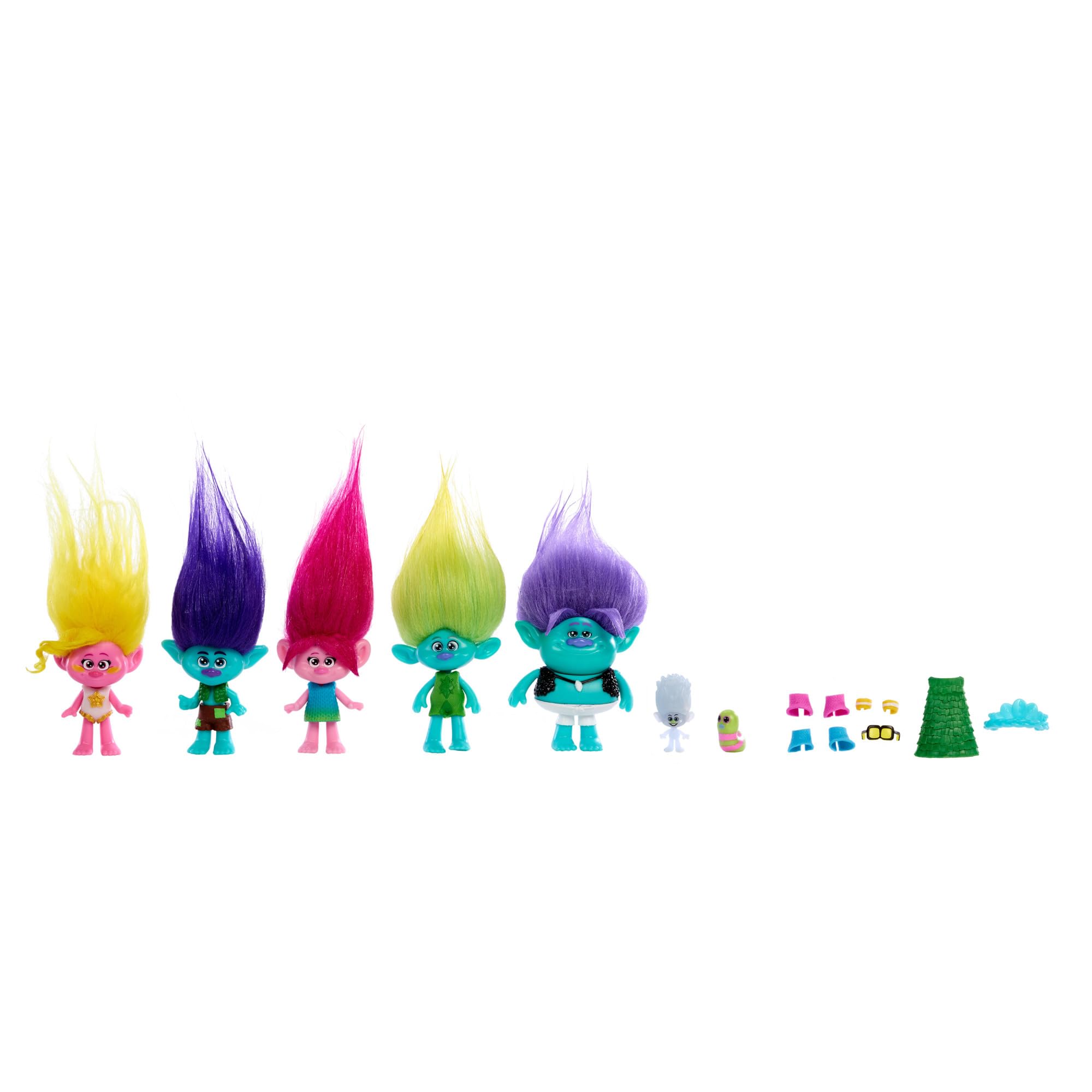 Mattel Trolle Mała lalka Wielopak Zestaw 5 małych lalek (w tym Poppy) i 2 figurek, DreamWorks HPW78