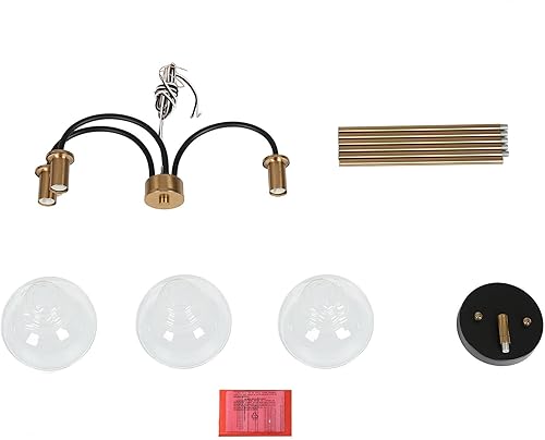 Miniatura 9 de Candelabros negros y dorados, lámpara colgante moderna de mediados de siglo con pantallas de cristal, lámpara colgante de 3 luces para cocina,
