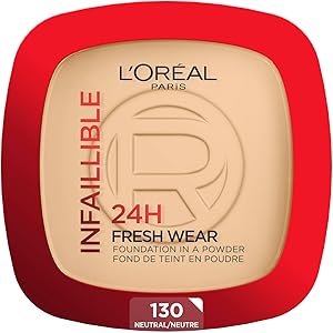 L'Oréal Paris Wasserfestes Puder Make-up mit hoher Deckkraft, Deckendes Kompaktpuder mit mattem Finish und 24h Halt, Infaillible 24H Fresh Wear Foundation Powder, Nr. 130 True Beige, 1 x 9g