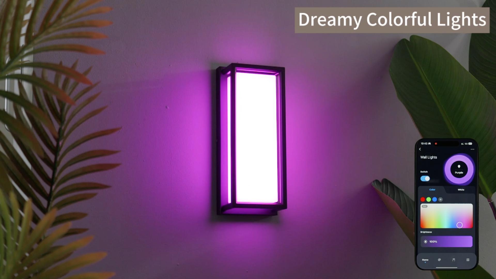 Image of SHIMR Outdoor Wall Lights, Porch Lights RGBCW Outdoor Light Fixture, Color Changing Exterior Sconce Waterproof Antirust [ETL Listed]