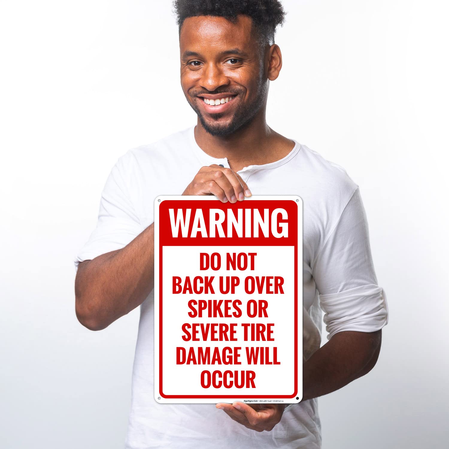Warning: Do Not Back Up Over Spikes Sign - 24x30 Inches, Reflective Aluminum, Made In USA