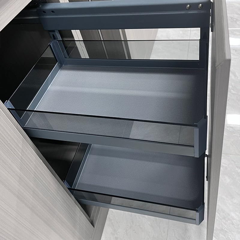 Jadespace 250mm Glass Soft-Close Bottle Pull-Out – 2-Tier Metal Organizer for Modular Kitchen Cabinets – Side-Mounted, 30kg Load Capacity 4