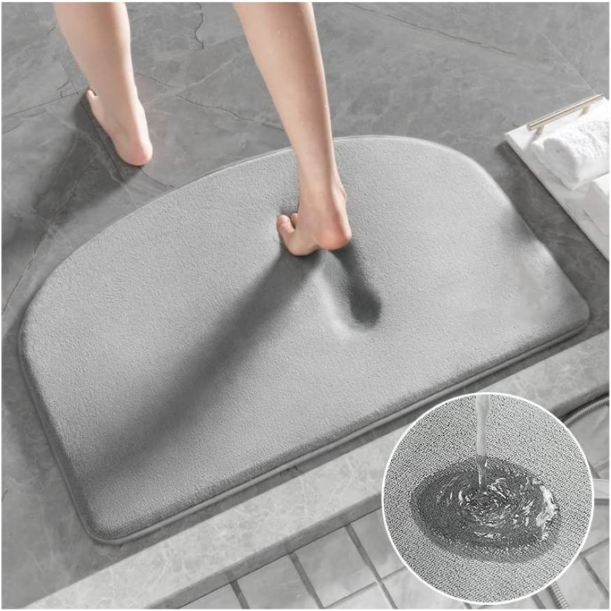 Super Absorbent Bath Mat, Non-Slip Memory Foam Bathroom Rug, Modern Design Doormat Footpad Suitable for Toilet, Shower, Quick Drying