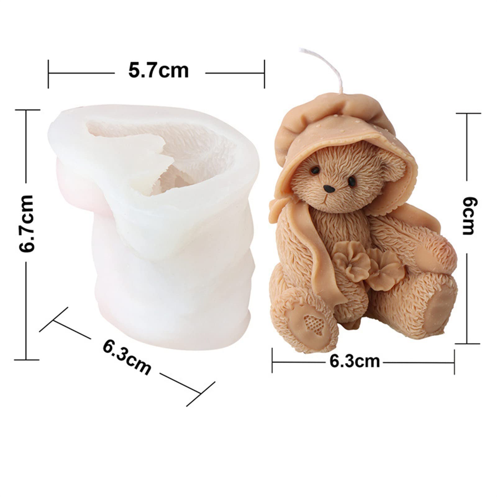 Molde de silicona con forma de oso, forma de vela, molde de jabón, molde de silicona 3D, molde para chocolate, decoración de tartas, jabón, velas de cera de soja, decoración artesanal