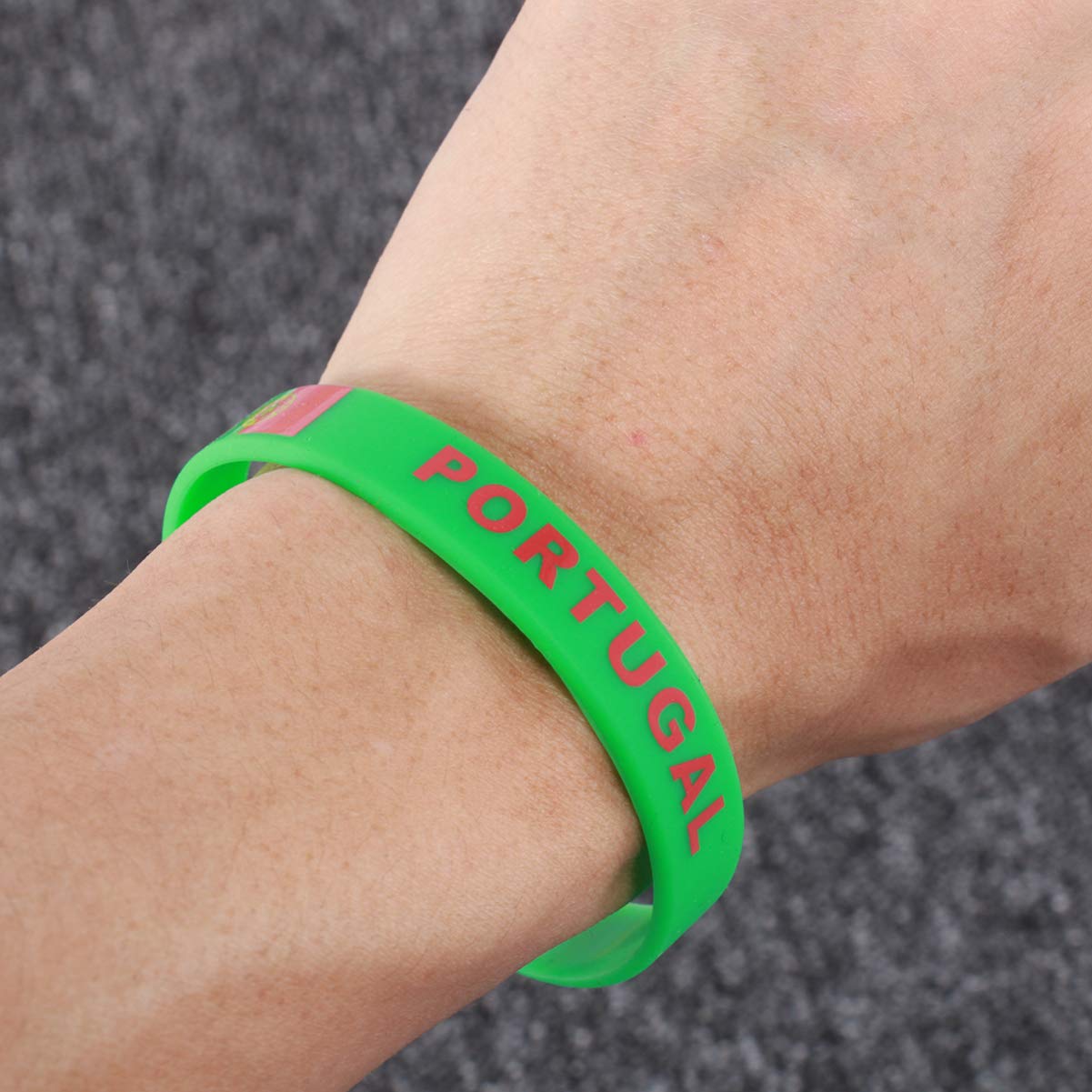 VOSAREA 5pièces Bracelet Imprimé Drapeau Portugal Silicone Décoratif pour Matchs de Football et Sports