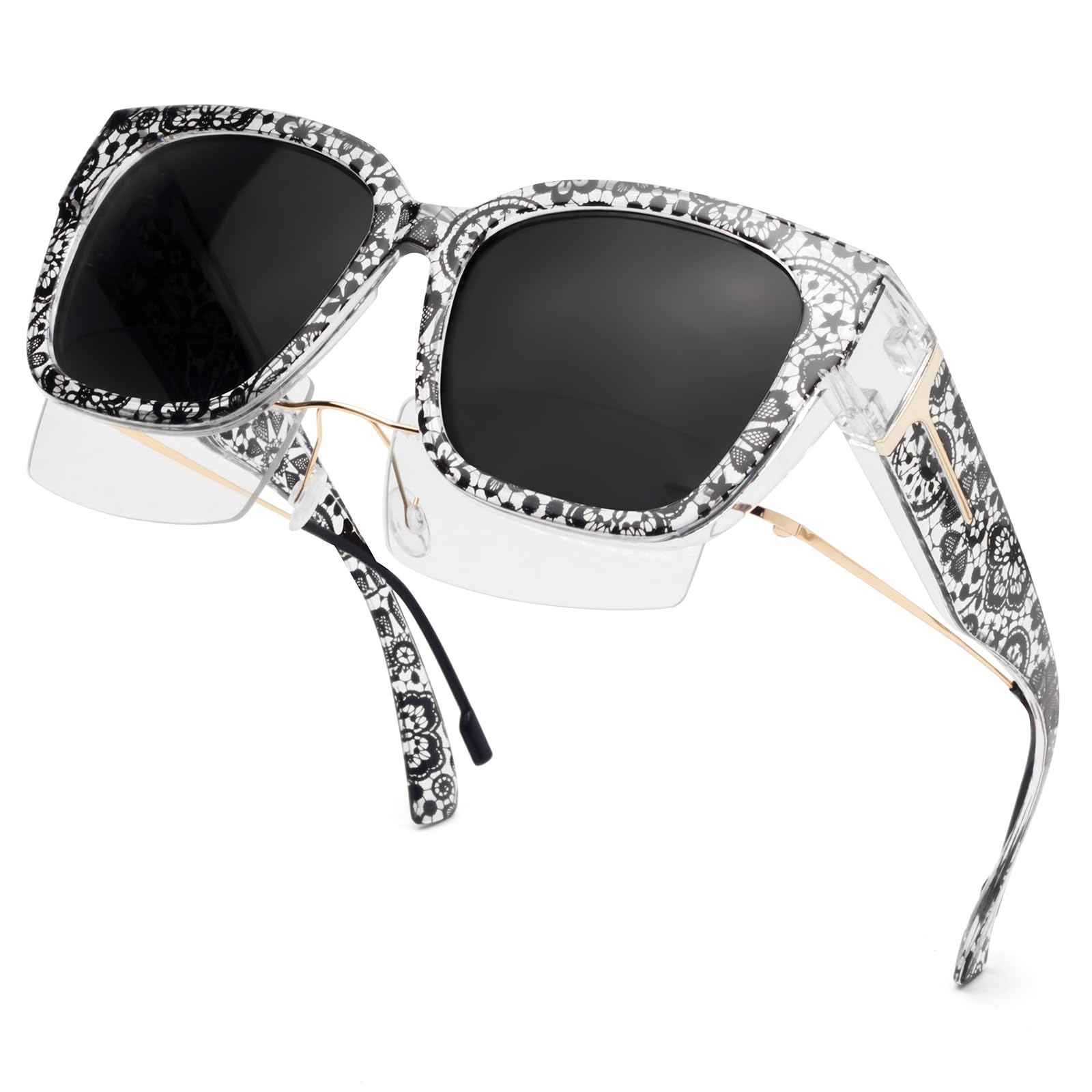 Face Shadow Polarisiert Überzieh Sonnenbrille Damen über Normale Brille, Überbrille für Brillenträger UV400 Schutz Übergroß, Ultra Leicht Fahren Angeln