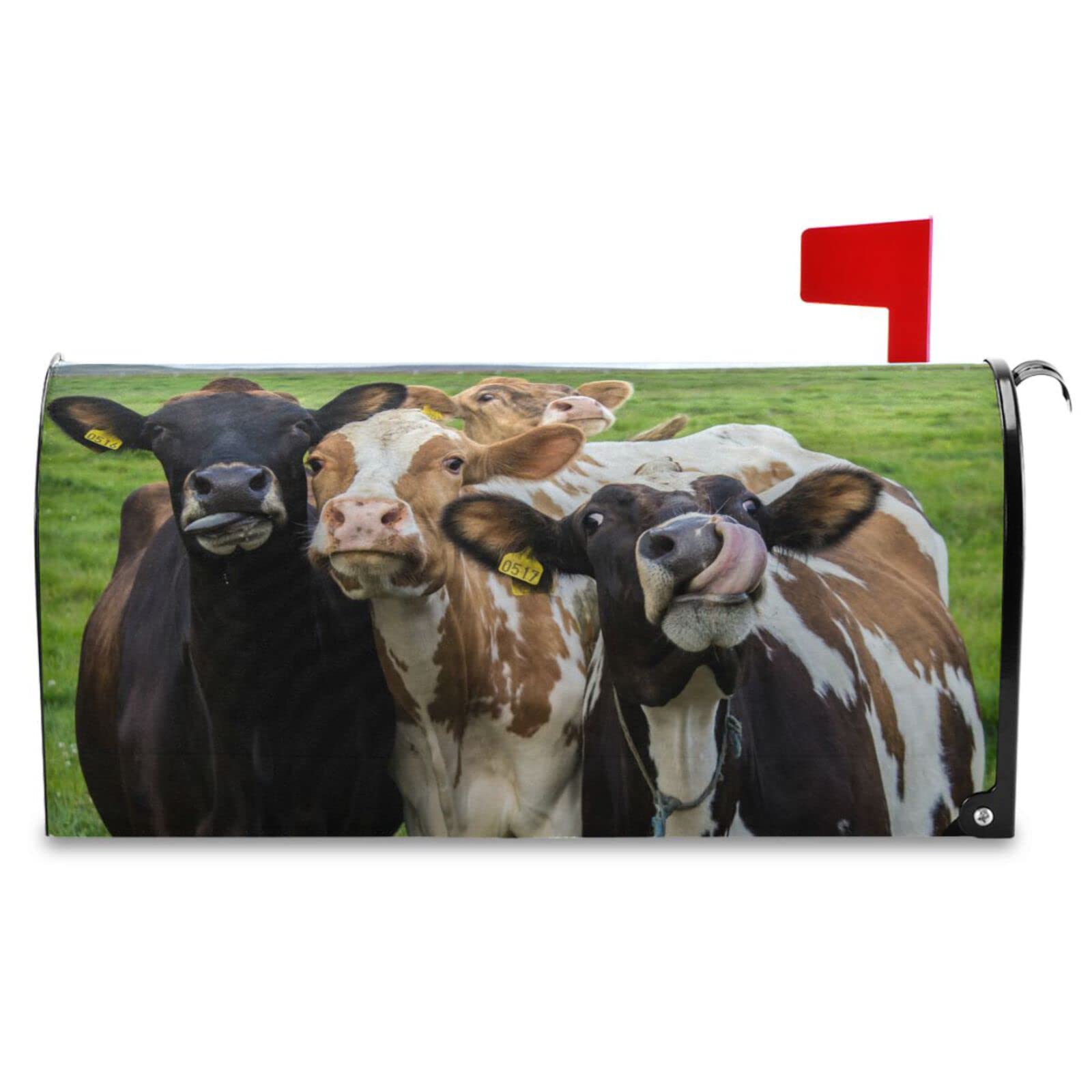 Vdsrup Funny Farmhouse Cows Mailbox Covers Magnetic Grassland Animals Mailbox Cover Wraps Standard Size 18" X 20.7" Post Letter Box Cover Garden Decorations