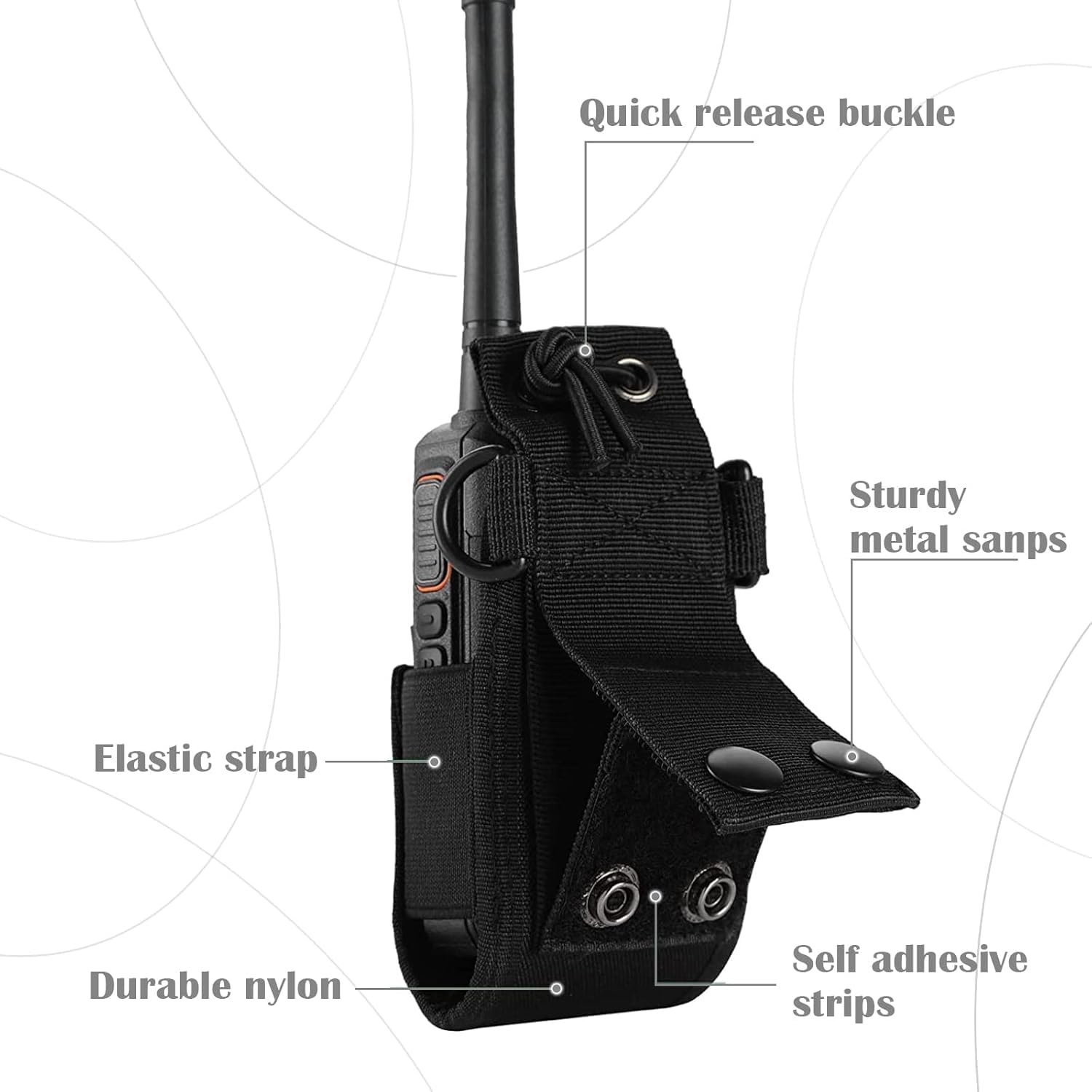 Sac Radio Ceinture MSC-20A Nylon Noir – Étui Talkie-Walkie Avec Sangle Réglable Pour Pompier, Sécurité, Urgence