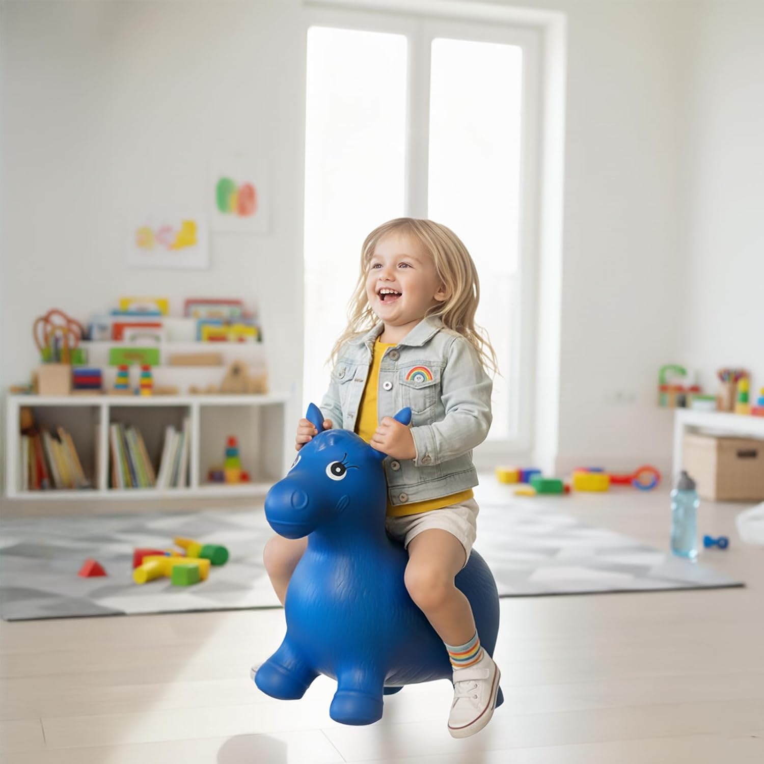Bouncy Horse - Birthday Gift for 2 Year Old Hopper Horse Inflatable Jumping Animal with Pump (Single)