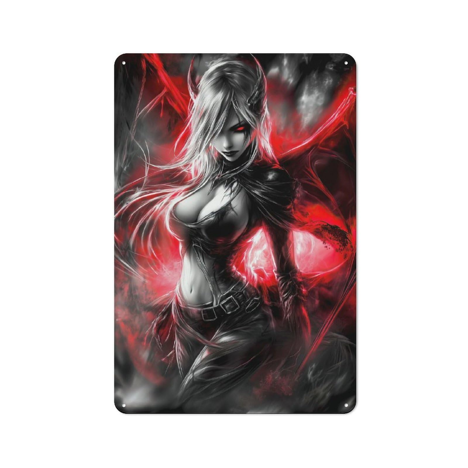 Junmoney Girls Succubus Demon Nostalgic Metal Wall Sign 30X20cm, Bar Wall Plaque For Pub, Home Bar, Shed Or Man Cave