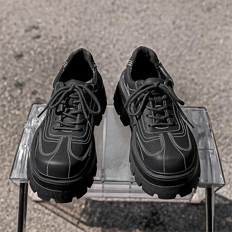 Men's Platform Chunky Fashion Sneakers Height Boosting Shoes Casual Leather Oxfords Derby Shoes Dating Party Prom - Image 3