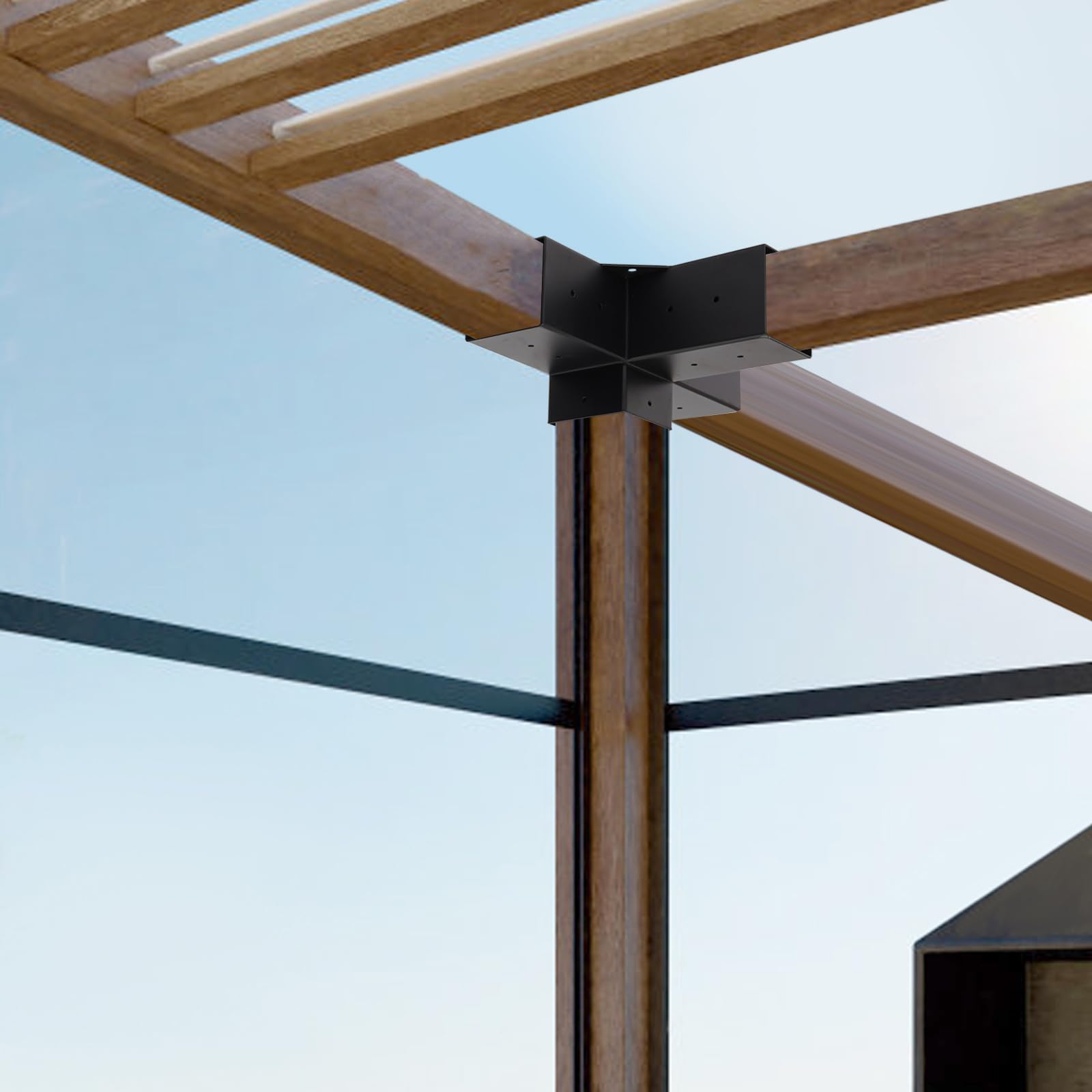 2 soportes para postes de 4 vías, soporte de esquina, juego de soporte de madera, conector de viga, herrajes de madera, soporte de esquina