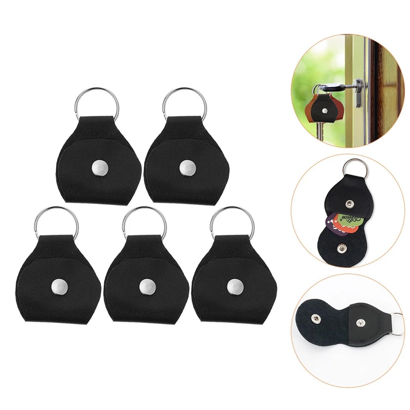 Uchwyt na kostki do gitary, 10 szt. Czarne etui na plektron z PU, 7x5x0,3 cm, mieści wiele kostek