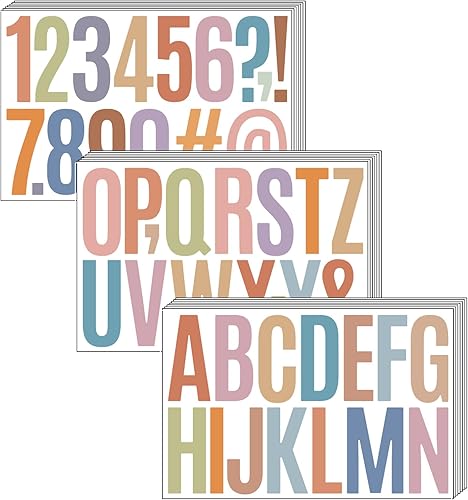 372 calcomanías de letras grandes, 24 hojas, letras de tablero de anuncios de 3 pulgadas, calcomanías de letras de vinilo para decoración bohemia de
