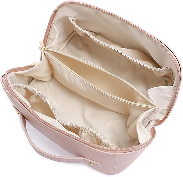 NOVAGO Mini Vanity Compact Toiletry Bag, Makeup Bag, Cosmetic Pouch, Makeup Organizer (Pink) - 2