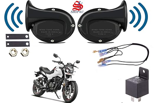 SHOP4U Snail Shape windtone Horn with Relay and Wire for Hero Xtreme 160R (Trumpet Sound, 12V)