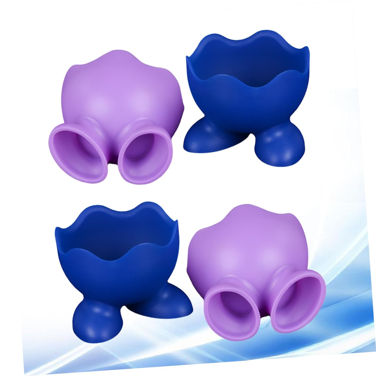BIUDECO 4pcs Egg Cup Silicone Egg Boiler Blue Vintage Soft Boiled Egg Holder Silicone Egg Cup Holder