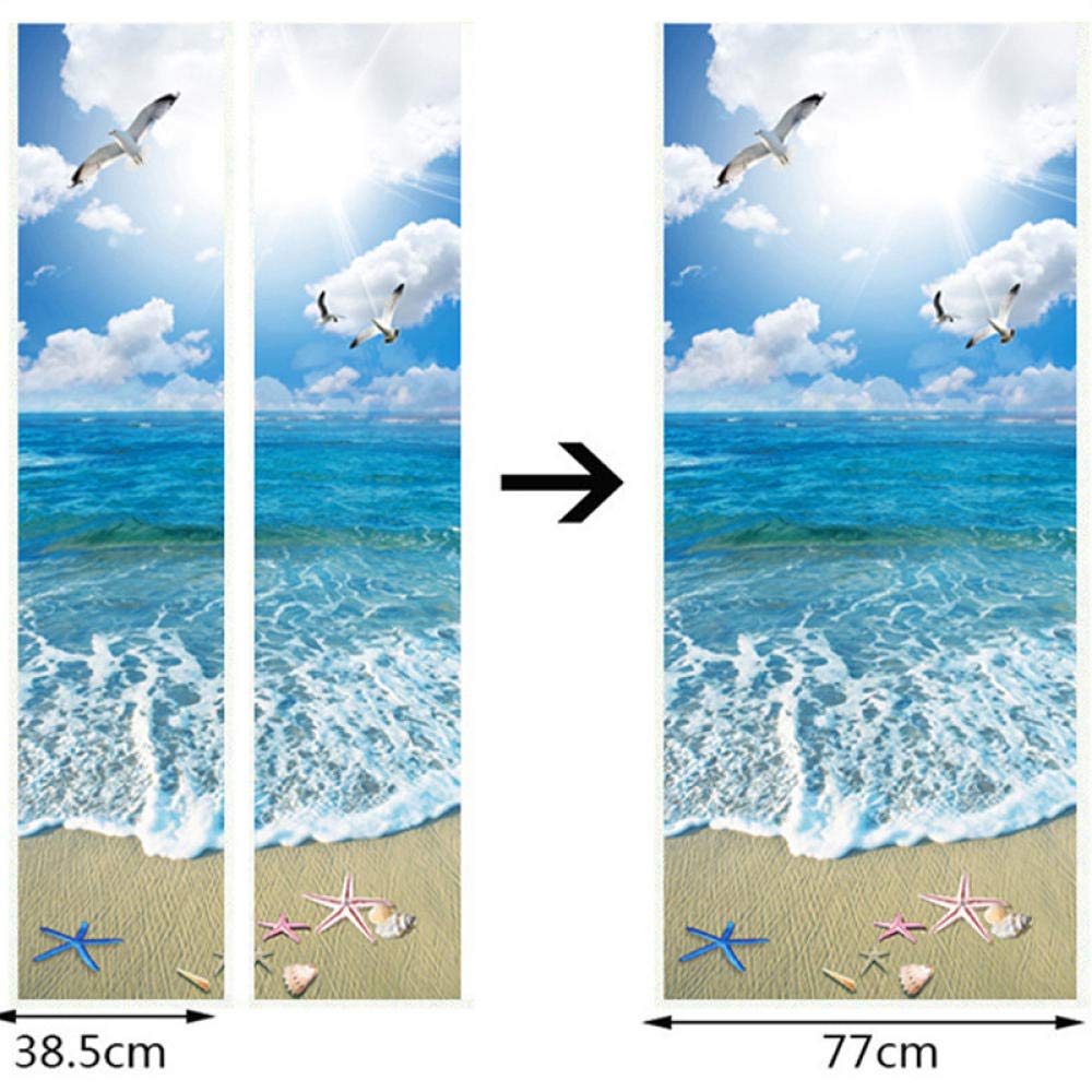 Autocollant Porte 3D Vue Mer - Sticker Mural PVC Étanché Pour Salon, Salle De Bain, Toilette