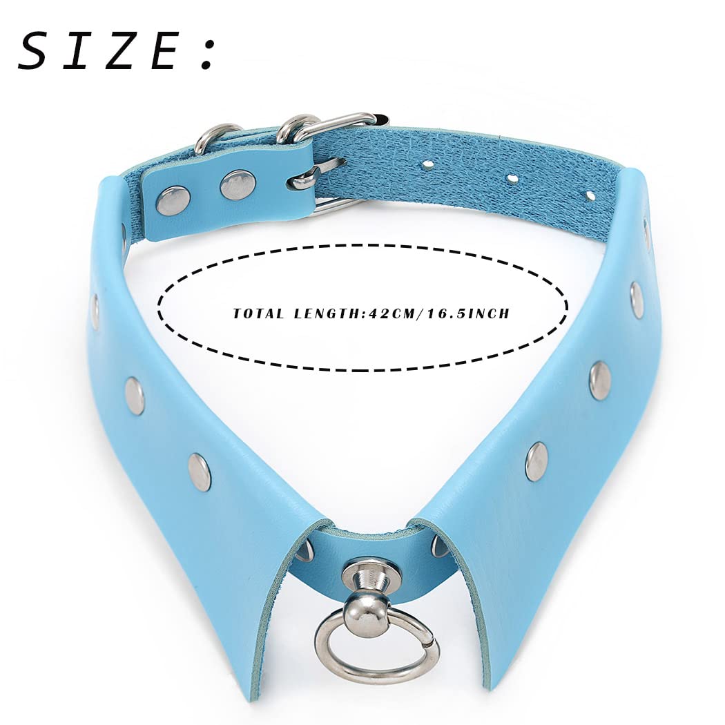 Urieo Gothic Leather Choker Necklace  Punk Nightclub Jewerly Accessories for Women: Blue