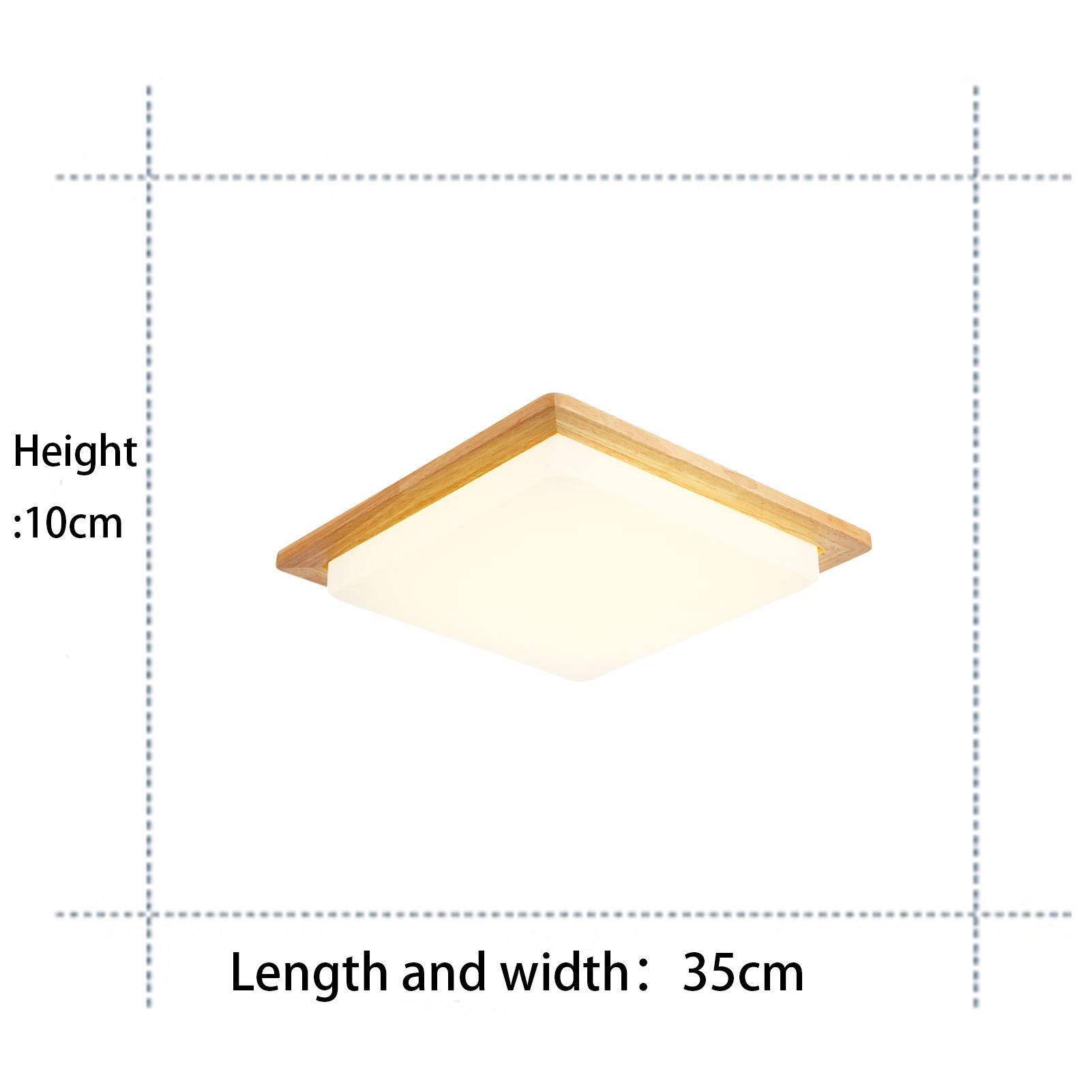 Lámpara de techo de emergencia con control remoto, continuará la luz durante 90 minutos después de la falla de la alimentación, la carcasa de madera maciza de atenuación continua (Size : Medium)