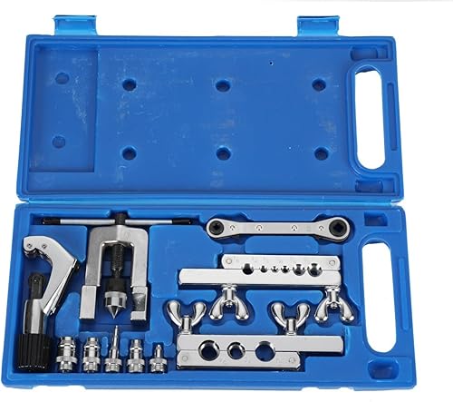 Kit de herramientas de abocinación de línea de freno para kit de herramientas de estamado manual de cobre con llave de trinquete y cortador de tubos