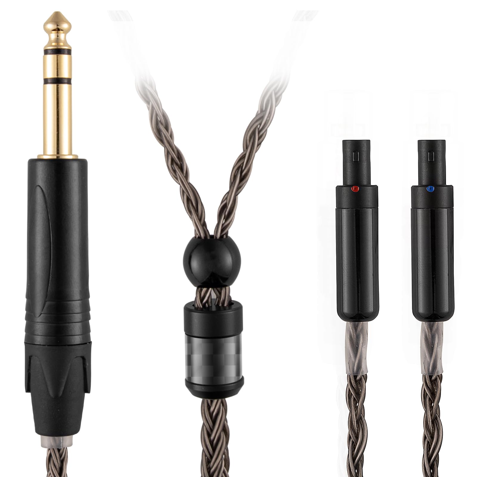 SYRNARN 6.35mm Stereo Headphone Cable Compatible with Sennheiser HD800s HD800 HD820s HD820 HD8XX Dharma D1000 16 Core Upgrade Replacement Cord (with 6.35mm Stereo, 1.5Meters/5ft)