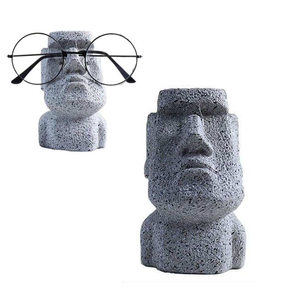 Hosoncovy Stone Man Glasses Holder, Creative Eyeglass Holder Glasses Frame, Abstract Statue, Resin Eyeglass Display Stand (Grey)