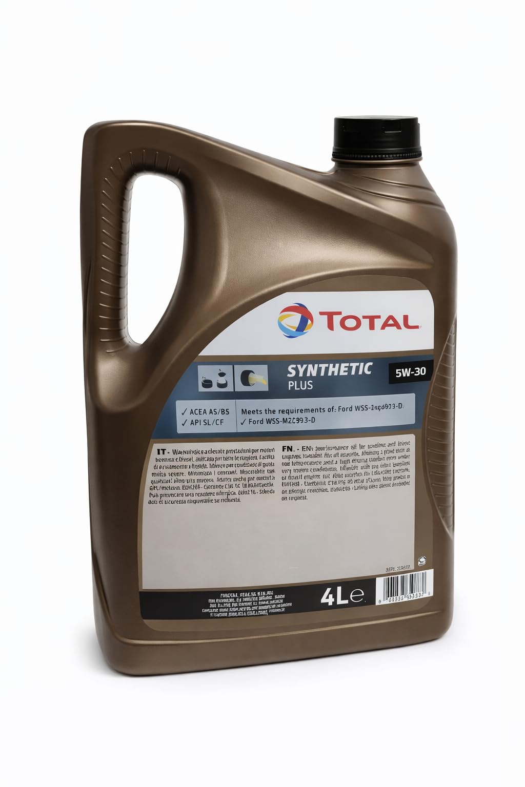 TOTAL Synthetic Plus 5W-30 – Olio Motore Sintetico Premium per Benzina e Diesel – Massima Protezione, Riduzione Usura, Alte Prestazioni – 4L