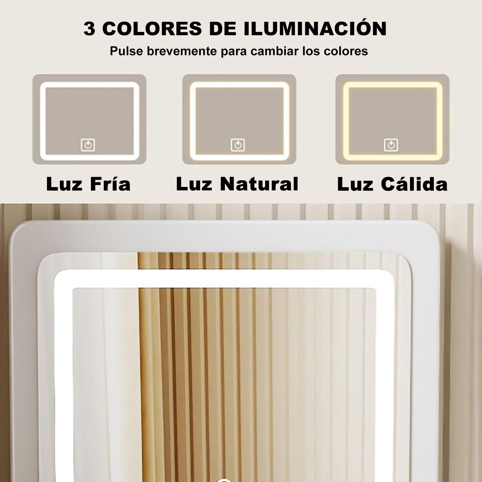 Scrivania da Trucco 3 in 1, Toeletta Trucco con Specchio Pieghevole e Luce LED Regolabil di Luminosità, Postazione Trucco Moderno con 4 Cassetti e Sgabelli Imbottiti, Bianco