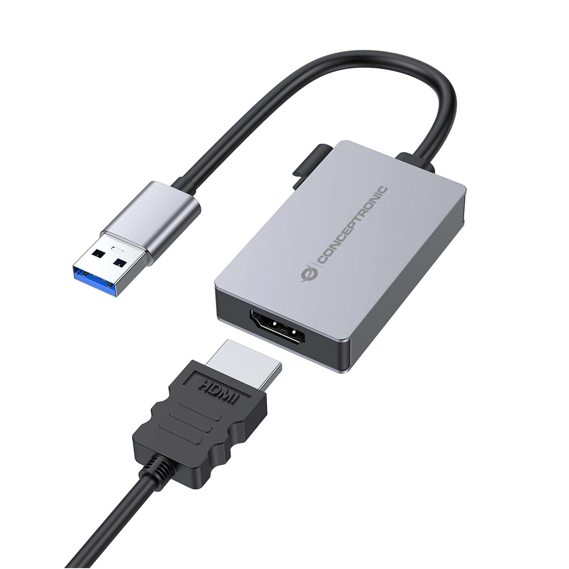 Conceptronic ABBY22G - Adaptador USB a HDMI 1.4, 1080P 60Hz