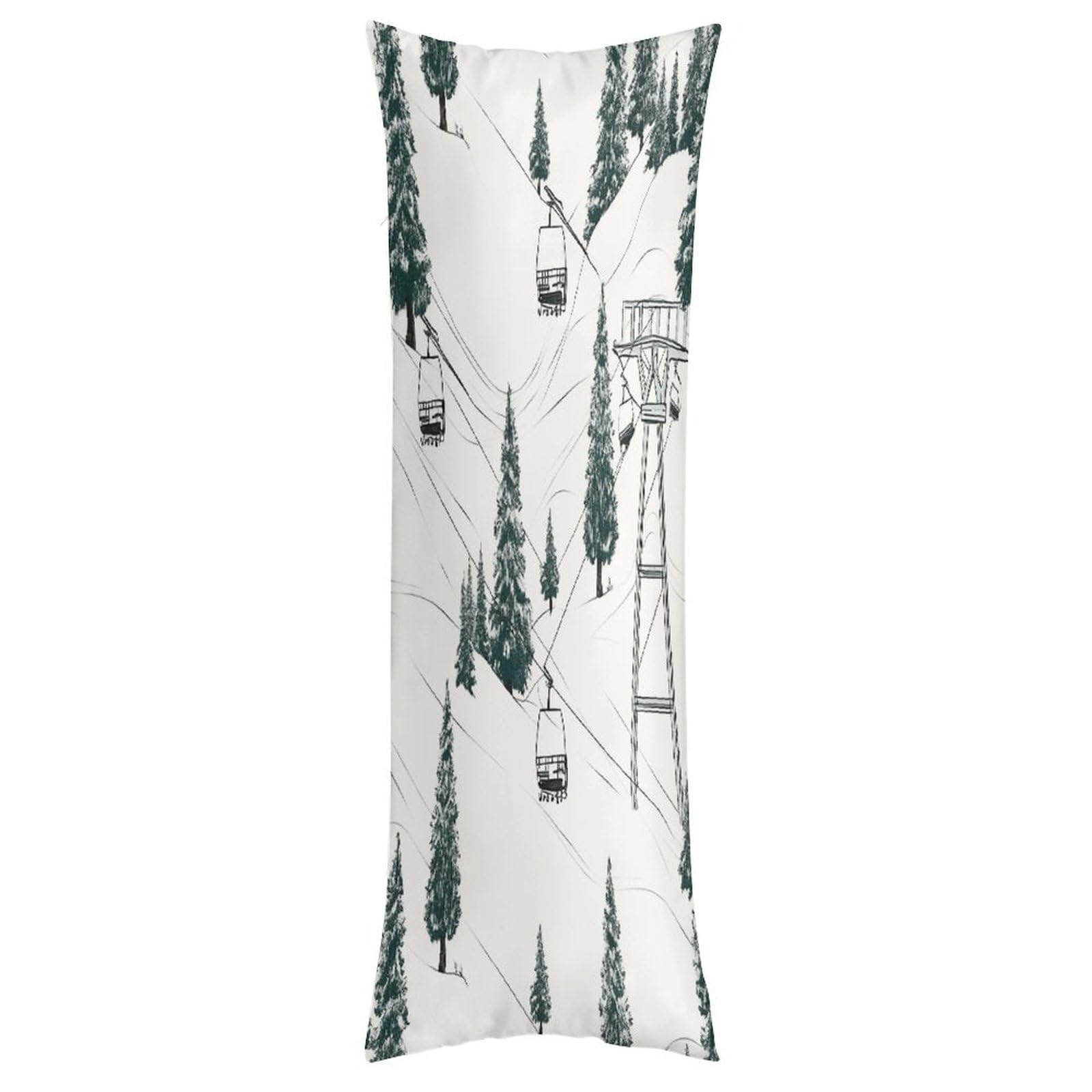 LDGSUPH Ski Lift with Fir Tree Pillow Cases Soft Pillowcase with Invisible Zipper Wrinkle Resistant Pillow Covers Breathable Removable Pillow Protector for Bed Sofa Car 20"x54"
