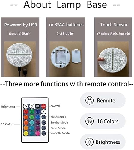 Miniatura 6 de Luz nocturna de béisbol para niños, regalo de iluminación de Navidad de 16 colores, control remoto RGB táctil, lámpara de escritorio para fanáticos