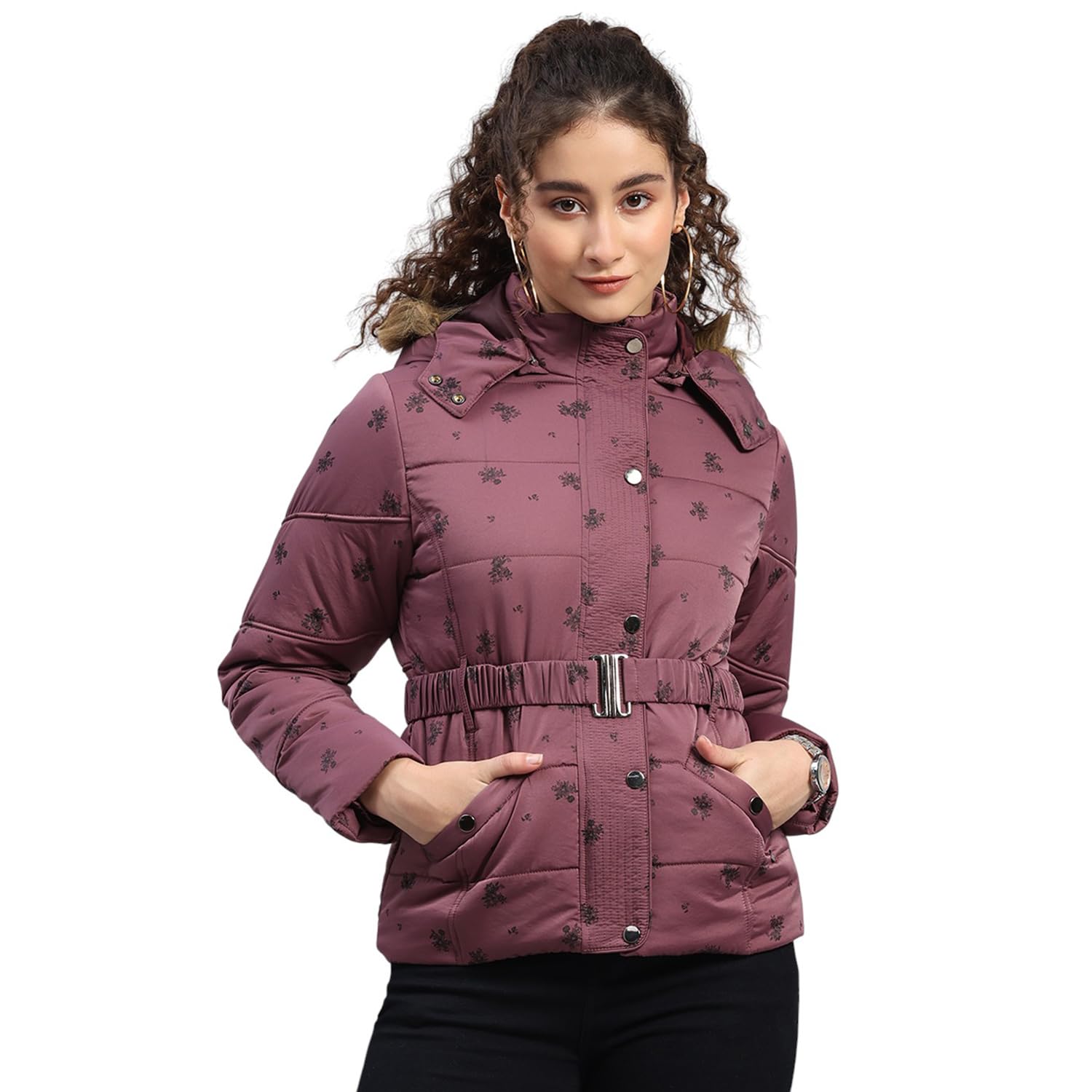 monte carlo Womens Regular Fit Printed Zipper Closure Full Sleeve Winter Jacket | Women Winter Jacket | Stylish Zipper Jacket | Casual Winter Wear For Women's(Pack of 1)-picture-12